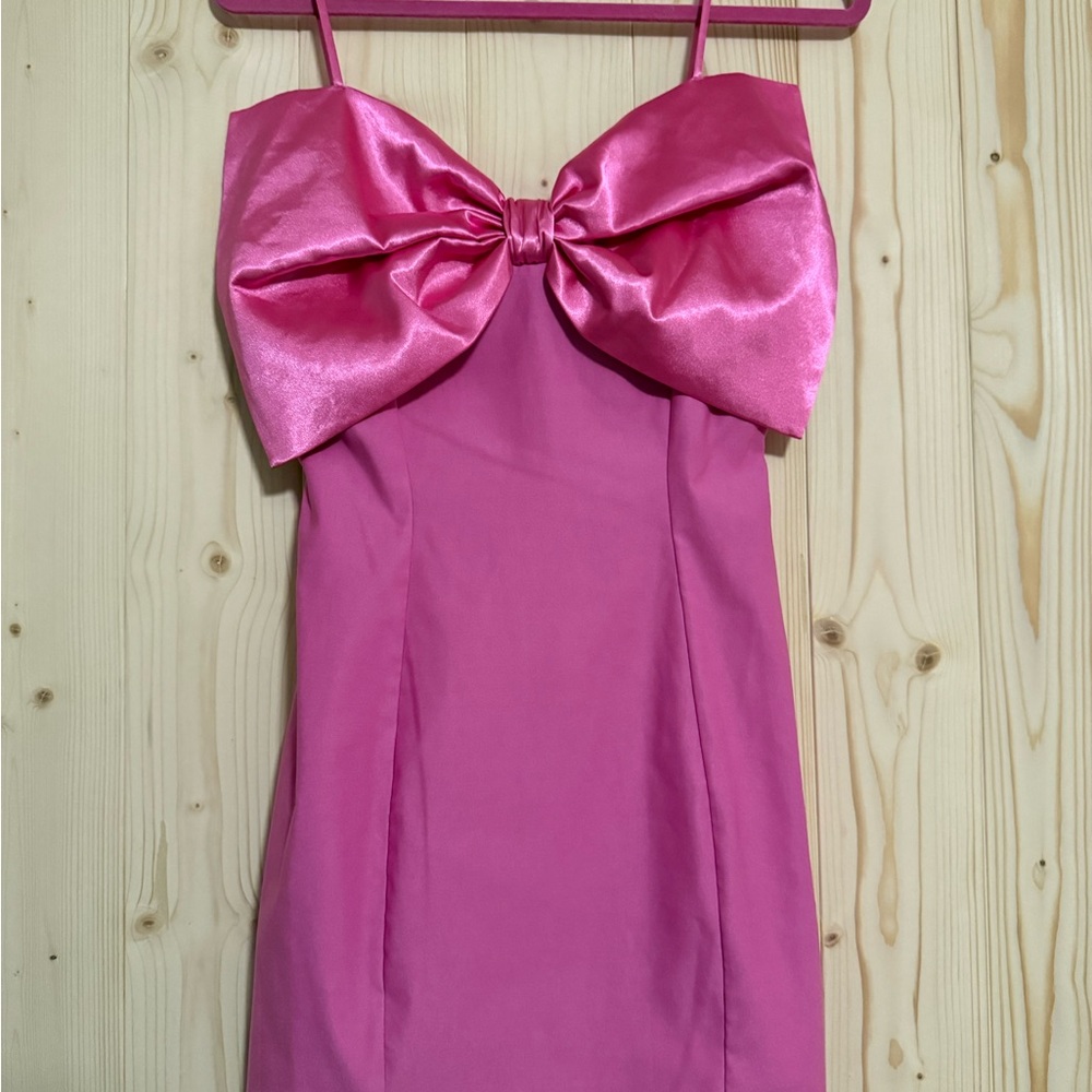 Pink Satin Bow Dress